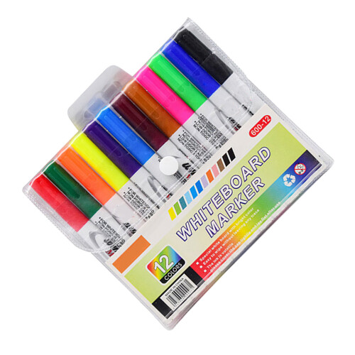 12Pièces Marqueurs Plastique Couleurs Vives Pour Usage Tableau