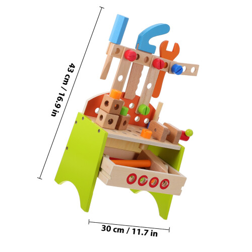 1Ensemble Jouet Bois Enfant Assemblage Outils Table Didactique Colorée 1