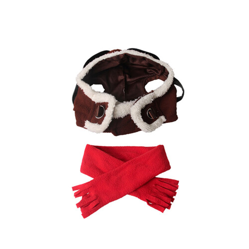 2Pcs Cat Windproof Hat Polyester Warm Cap Pet Costume Assorted Color