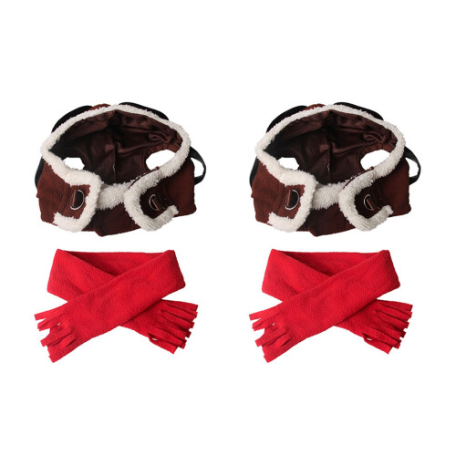 2Pcs Cat Windproof Hat Polyester Warm Cap Pet Costume Assorted Color 1