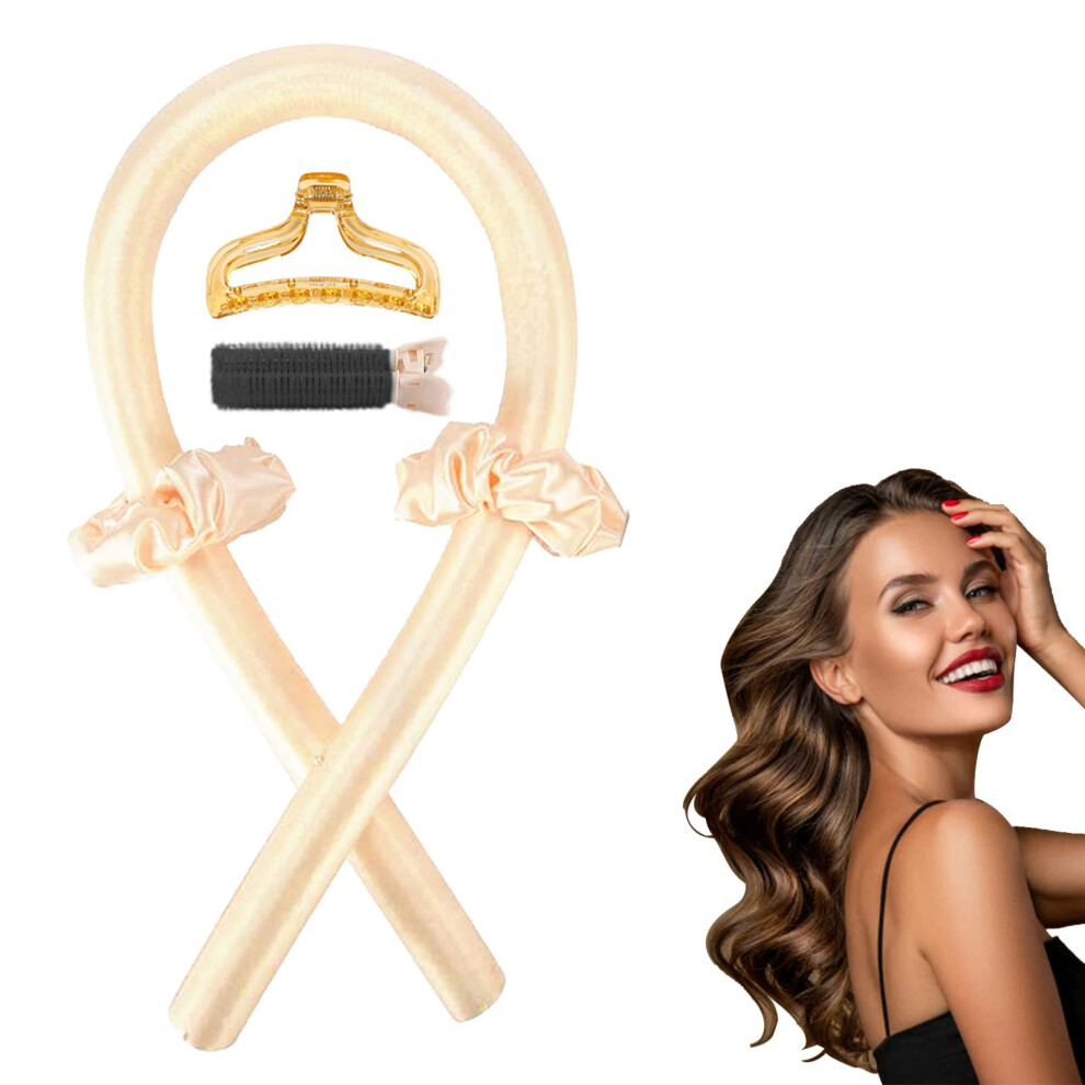 Heatless Curling Rod Headband for Long Hair with Clips and Scrunchie, No Heat Hair Curlers