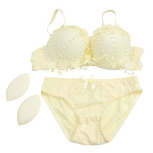 Yellow Bra Bra and Panty Set Soft Breathable