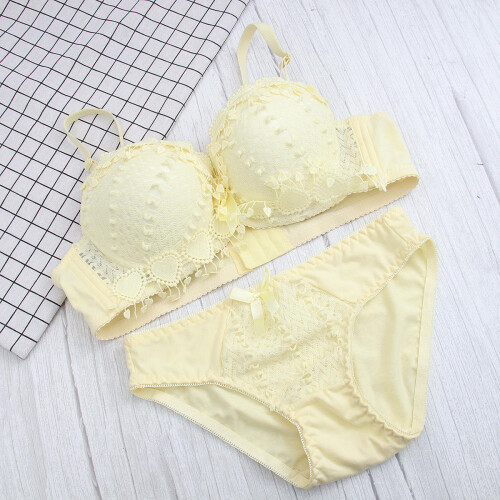 Yellow Bra Bra and Panty Set Soft Breathable 1