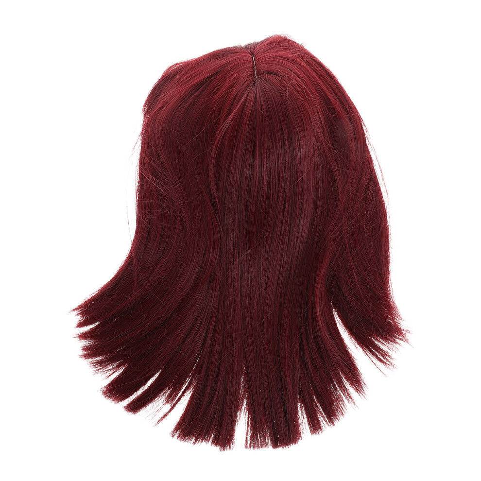 Iplusmile Unisex Red 3Pcs Wine Short Bob Wig With Bangs 12Inch Synthetic Hair For Women