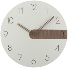 2Pcs White Wood Wall Clock Silent Hanging Clock for Living Room