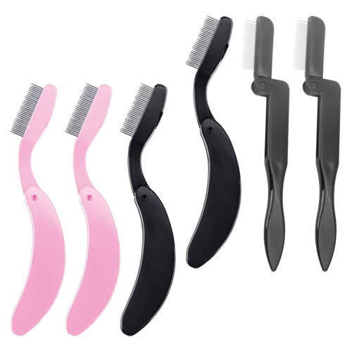 6Pcs Folding Eyelash Combs Stainless Steel Eyebrow Tools