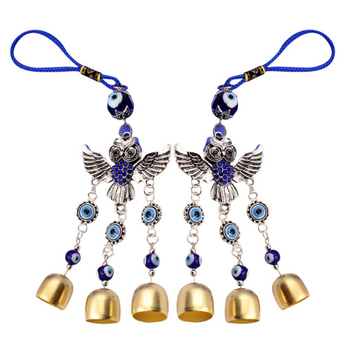 8 Pcs Blue Eye Owl Hanging Decor For Car Mirror Wind Chime 1