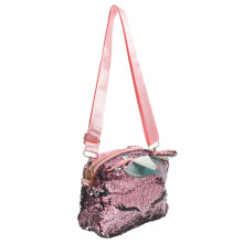 2 Pcs Mini Unicorn Shaped Sequins Ear Handbags For Girls Pink