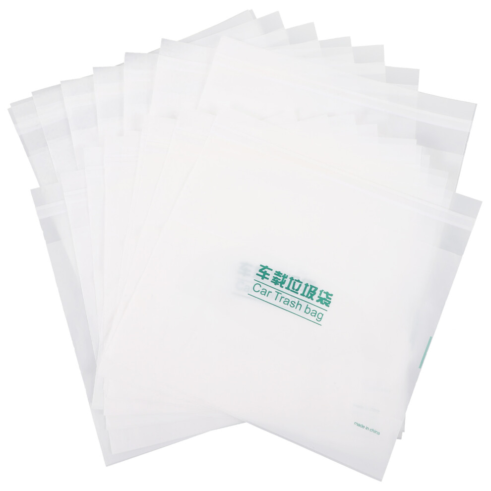 100Pcs Car Trash Bags Pe Leakproof Stick-On Garbage Bags White 3623091403528