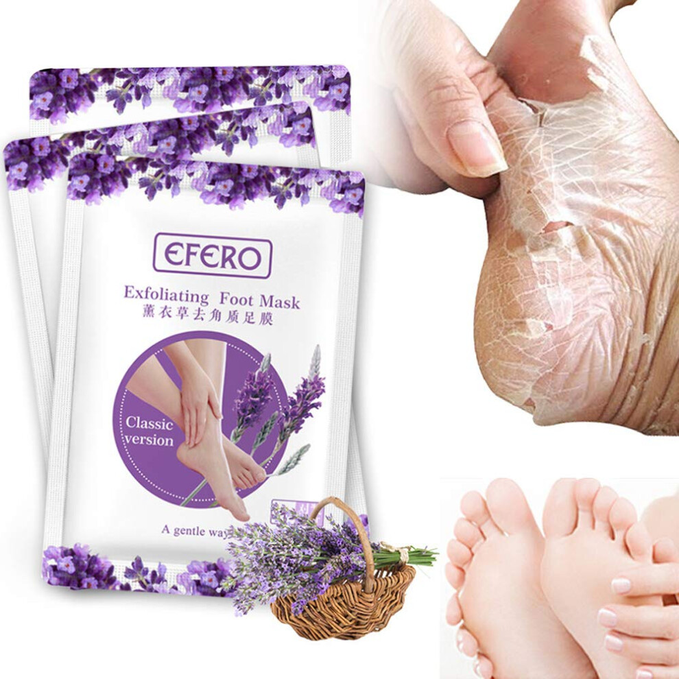 Foot Peel Mask 3 Pack with Botanical Extracts, Lavender Exfoliating Foot Mask for Baby Soft Heel