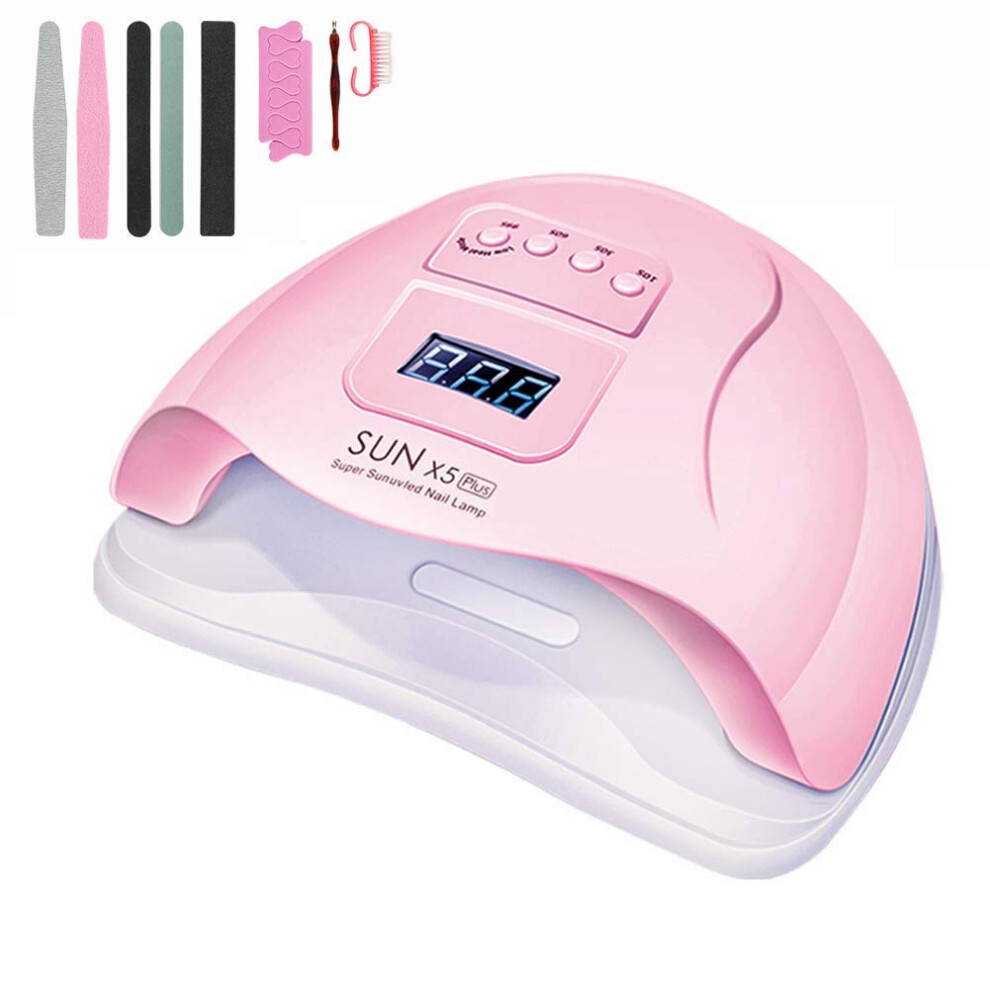 Pink 120W Uv Led Nail Lamp Gel Nail Dryer With Smart Sensor, 4 Timer Modes, Fast Curing, For Salon And Home