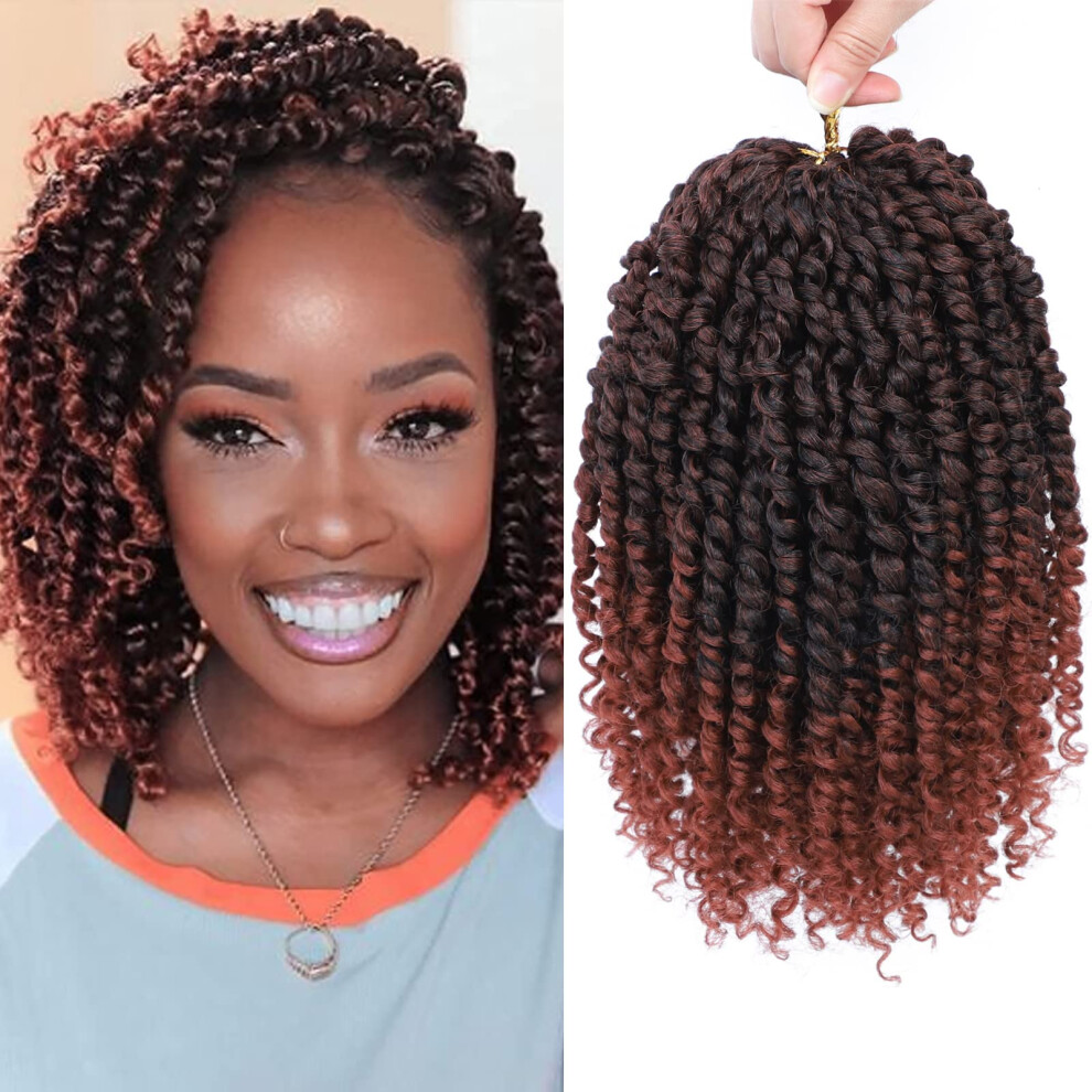 Unisex Pretwisted Passion Twist Crochet Hair Extensions 10 Inch T350 Ombre, 8 Packs For Women