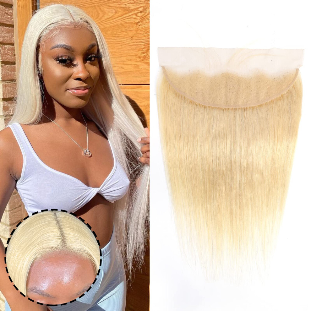 Unisex 613 Lace Frontal Human Hair Closure 13X4 Transparent Blonde Virgin Remy With Natural Hairline