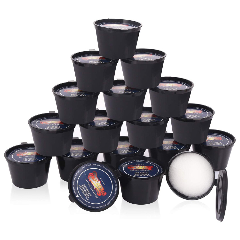 18pcs Disposable Tattoo Rinse Cups with Foam Insert for Fast Needle Cleaning and Ink Mixing Control