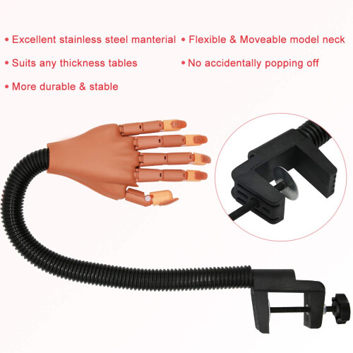 Practice Hand for Acrylic Nails with Adjustable Finger Angles and Secure Tip Hold for Manicure Training 2