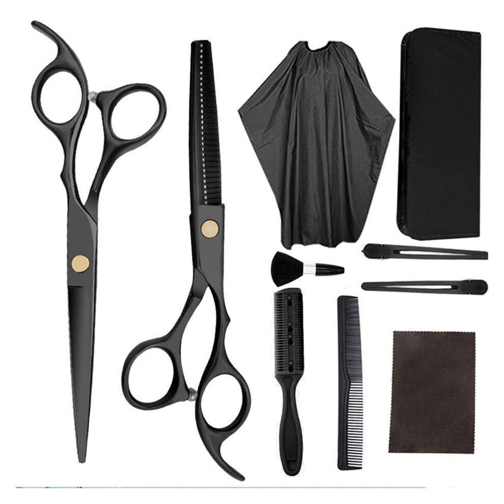Hair Cutting Scissors Set 10 Pcs with Comb Bag Clips Brush, Professional Hairdressing Scissors