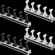 Acrylic Nail Display Stand Magnetic Holder for False Nails Manicure Practice 4 Sets Black White