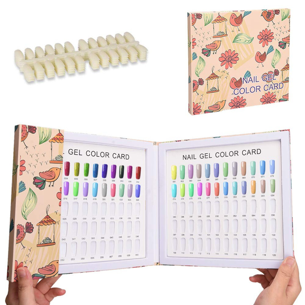 Nail Color Display Book with 120 Tips, Professional Gel and Polish Chart for Salon Quick Selection