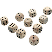 Set of 10 dice for games that play dice in natural wood 20 mm F