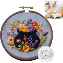 Halloween Embroidery Kit, DIY Stamped Cross Stitch Set for Beginners, Gothic Skull & Witch Hat Design, Perfect for Party Favors, Gifts Compatible