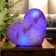 TITOUMI Heart Shaped Pillow, Stuffed Plush Light Up Toys, LED Glowing Toys, Gift for Girl Friend/Kids/Toddler, Purple