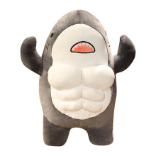 Uanit Kawaii Muscle Abs Teddy Bear Shark Buff Plyšová plyšová plyšová hračka Figure3D Muscle Shark Plyšová velryba Ryba Hračka Dárky K