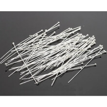 100 pcs. Silver plated hat pins with ball 20 mm. long