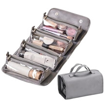 Große, hängende Reise-Kulturtasche, 4-in-1-Rollorganizer mit 4 abnehmbaren, transparenten Taschen und Haken, kompatibel mit Apmemiss