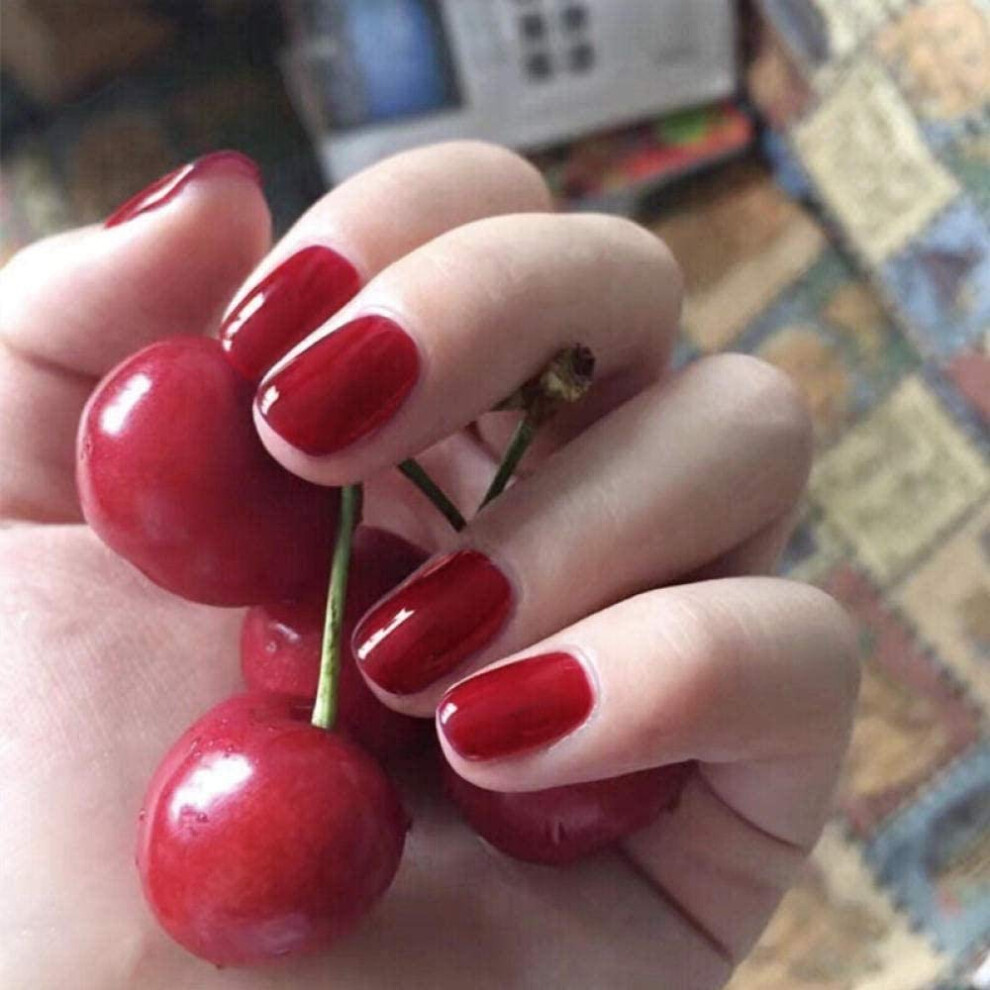 False Nails Acrylic Nail Tips Red Press On Nails 24 Piece Full Cover Set Multiple Size Options
