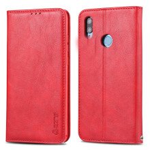Étui portefeuille rouge pratique et élégant compatible avec Huawei P Smart 2019