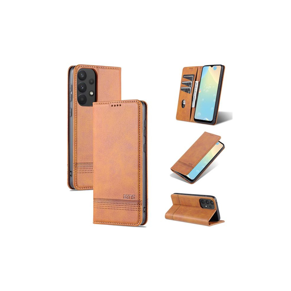 Compatible With Samsung Galaxy A33 5G - Stylish Azns Wallet Case Brown 9773935433625