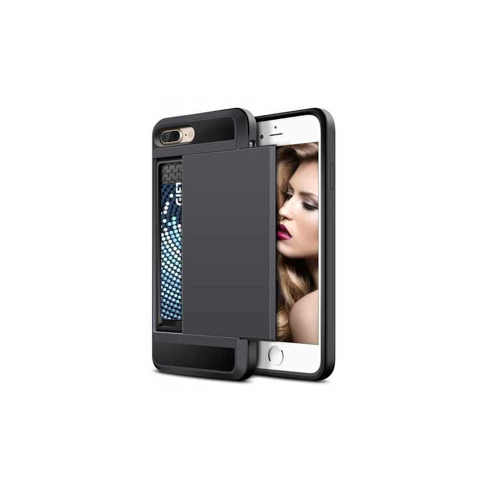 Compatible With Iphone 7 Shockproof Case With Card Slot Black 9773935433700