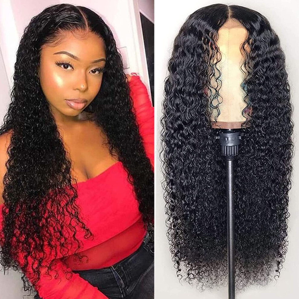 Curly Lace Front Wig HD Transparent Pre Plucked Brazilian Human Hair Jerry Curl 20 Inch Black
