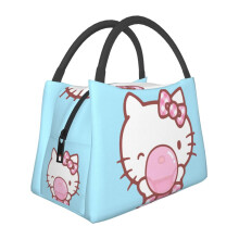 Bonita bolsa de almuerzo con dibujos animados de Hello Kitty, fiambrera reutilizable isotérmica para la oficina, el trabajo, picnics y senderismo