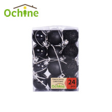 24PCS Shatterproof Plastic Balls Christmas Ornaments Mini Hanging Ball Decorations for Xmas Tree, Holiday, Wedding, Party (1.18" In Dia, Black)