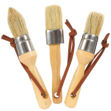 Zonh 3pc Wooden Handle Paint Brushes for Acrylic, Chalk, Oil, Watercolor