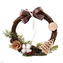 Guirlanda de Natal com Cisne, Limão e Anel de Videira, Pingente de Rattan para Porta ou Janela - Decoração de Natal