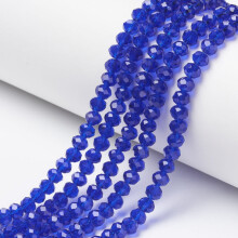 10-strängige Glasperlenstränge, facettiert, Rondelle, blau, 8x6 mm, Loch: 1 mm, ca. 65–68 Stück/Strang, 15,7–16,1 Zoll (40–41 cm)
