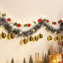 Décorations de Noël : guirlande lumineuse en rotin synthétique, fanions suspendus, agencement décoratif, lumières de fenêtre, ambiance festive