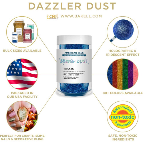 Γκλίτερ Dazzler Dust Art & Craft, βάζο 25 γρ. σε χύμα συσκευασία | Μη τοξικό | για λάσπη, βαφή, 1