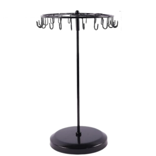 Suporte giratório para colares, organizador de joias e expositor de 33 cm (13 polegadas) - Preto