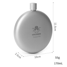 Titanium Hip Flask Ultralight Wine Flask Drinking Bottle for Outdoor Picnic Round Applicable Bottle Drinkware Alcohol Flask
