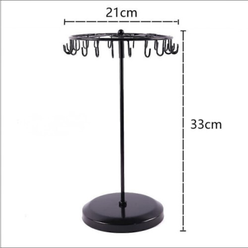 Suporte giratório para colares, organizador de joias e expositor de 33 cm (13 polegadas) - Preto 2