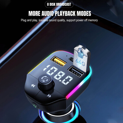 Bluetooth 5.0 FM Transmitter for Car, USB Charger, MP3 Player, Hands-Free Calling 2