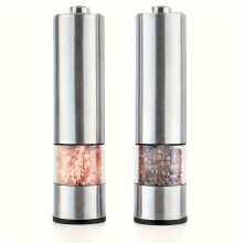 Buy 1 Get 1 Free, 2 pcs Premium Electric Salt & Pepper Grinder Set - Cordless, Stainless Steel, LED Light, One Touch, Adjustable