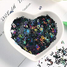 4mm Laser Silver Nail Art Sequins PET Letter Shape Glitter Paillettes EcoFriendly 10g