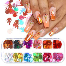 Holographic Flame Nail Art Glitter Sequins 3D Laser Bright Sparkle for DIY Manicure and Crafts