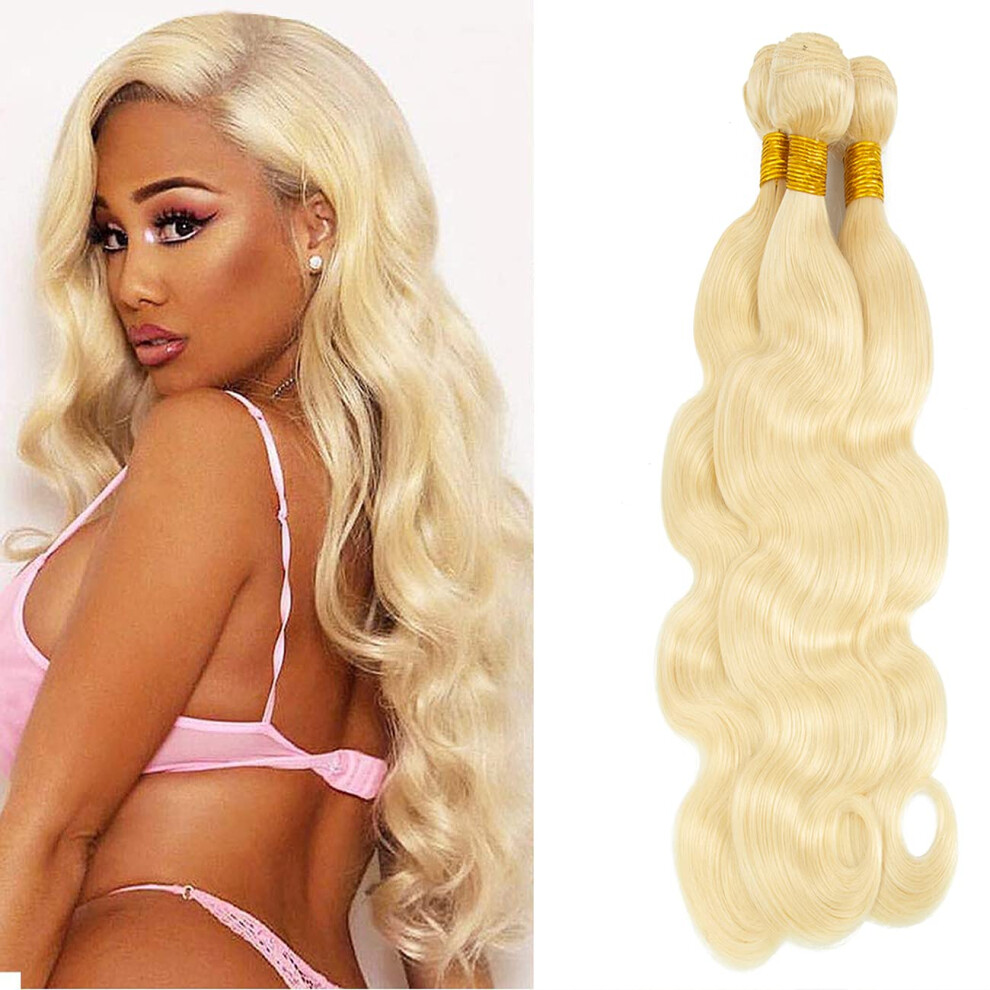 Unisex Brazilian Remy Human Hair Bundles 613 Blonde Virgin Extensions Truetolength Tangle 90 Inch