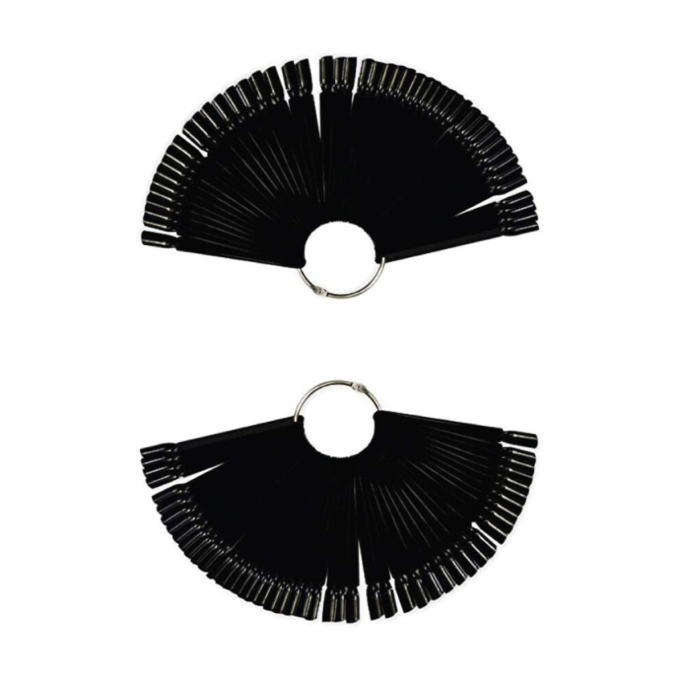 Black Nail Art Display Tips Acrylic Practice Fan Set 100Pcs With Ring For Polish Color Showcase