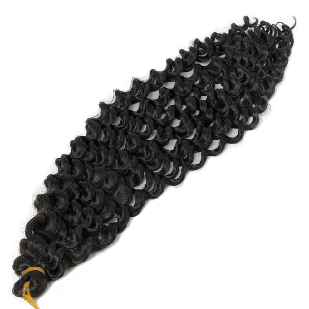 Unisex 18 Inch Ombre Crochet Hair Extensions Synthetic Braiding Hair Soft Fluffy Tangle Resistant #1B